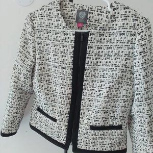Vince Camuto Black & White Zip 194370 Womens Jacket Blazer Size Large